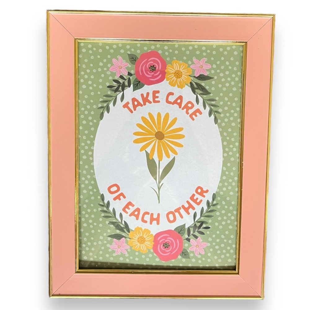 Take Care of Each Other Word Art Framed Print for Kids Baby Office Rec Room